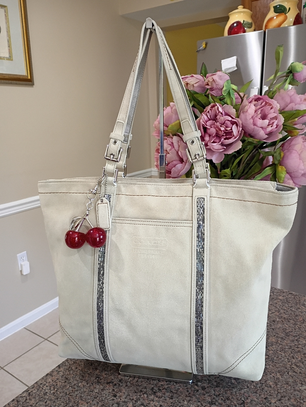 Coach Cream Suede Tote - Picture 16 of 17